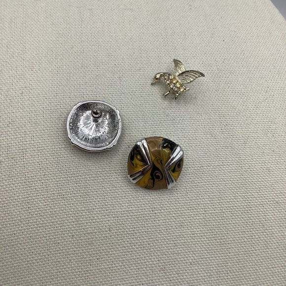 Vintage Yellow Black Silver Tone Earrings Bundle/ Nemo Brooch - Picture 8 of 8